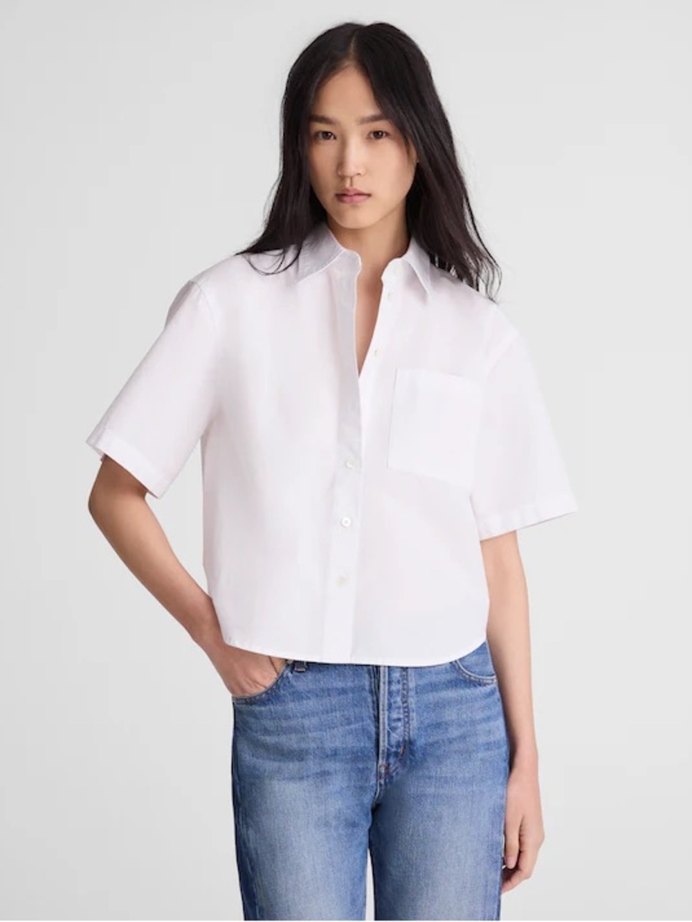 Madewell Straight-Hem Short-Sleeve Shirt in Poplin